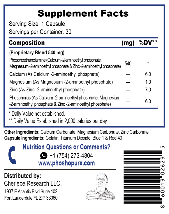 Phosphopure Prevent Fosfoetanolamina - 30 Cápsulas (R$ 5.80 Por cap)